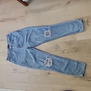 Distressed Knee High Waisted Mom Jeans